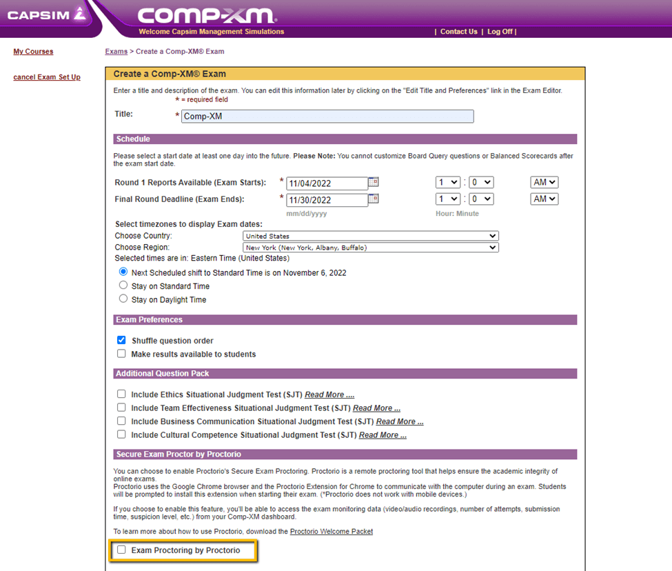 How to Add Proctoring to CompXM with Proctorio